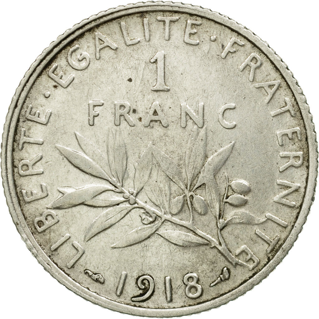 Coin, France, Semeuse, Franc, 1918, Paris, EF(40-45), Silver, KM:844.1