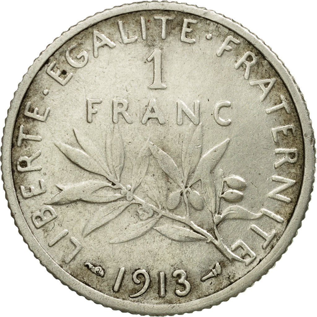 Coin, France, Semeuse, Franc, 1913, Paris, EF(40-45), Silver, KM:844.1