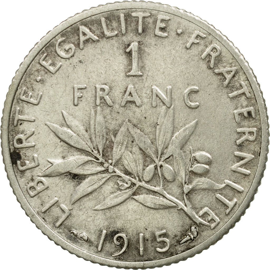 Monnaie, France, Semeuse, Franc, 1915, Paris, TB+, Argent, Gadoury:467, KM:844.1