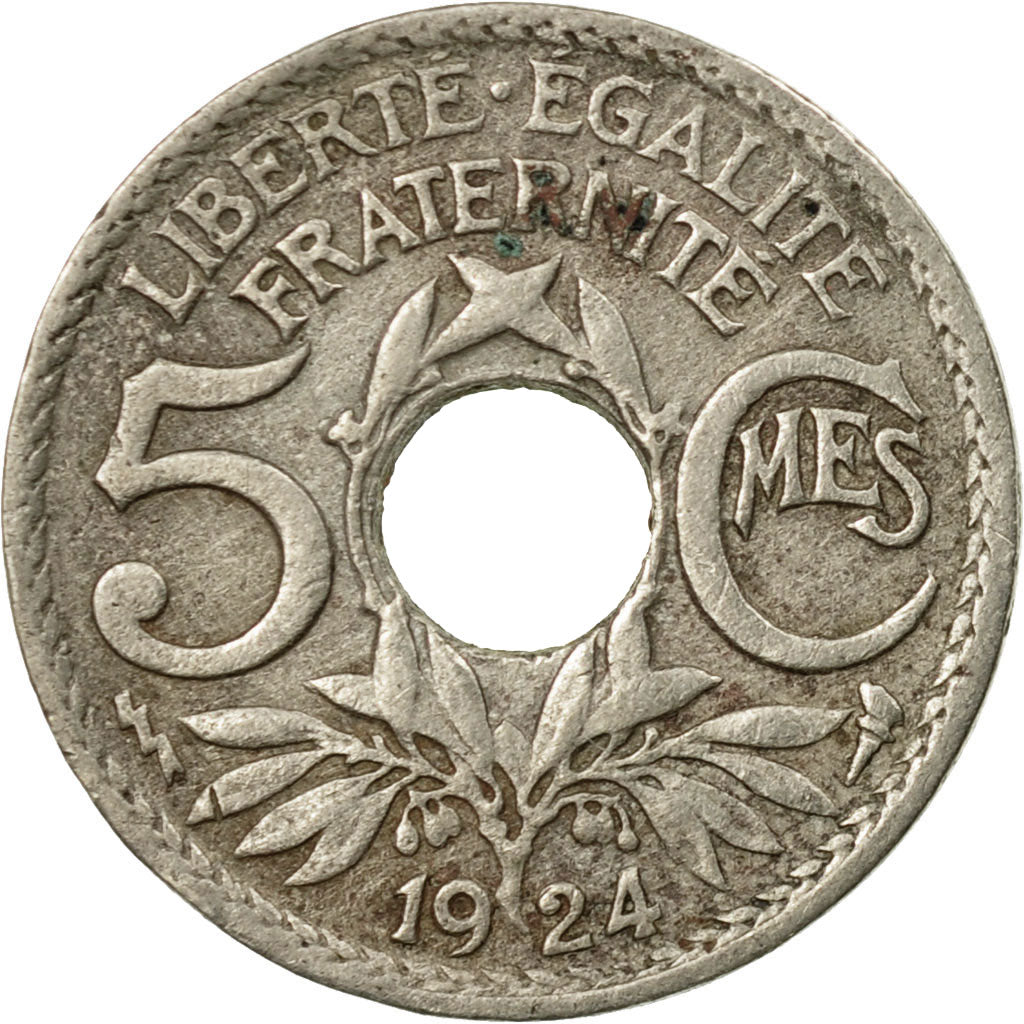 Munten, Frankrijk, Lindauer, 5 Centimes, 1924, FR, Copper-nickel, KM:875