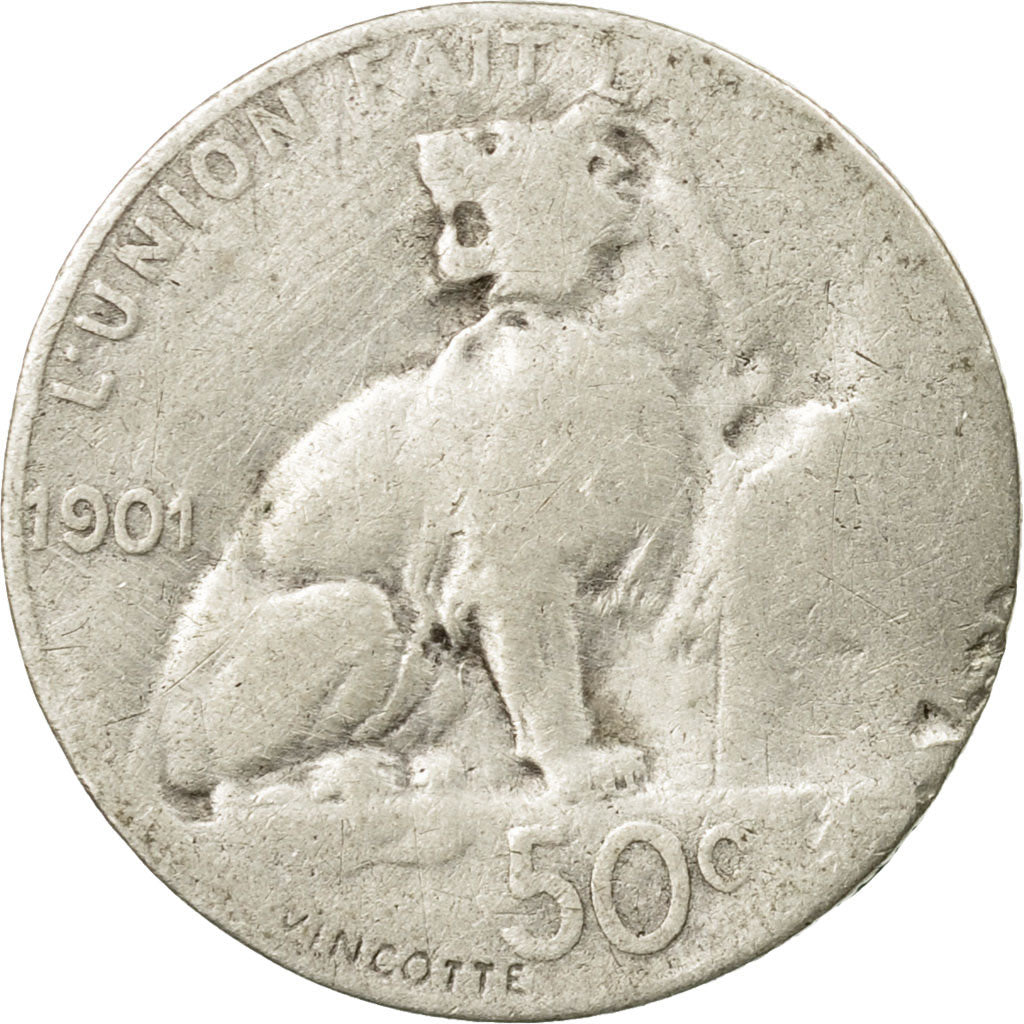 Coin, Belgium, 50 Centimes, 1901, VG(8-10), Silver, KM:50