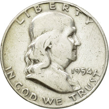 Coin, United States, Franklin Half Dollar, Half Dollar, 1954, U.S. Mint, Denver