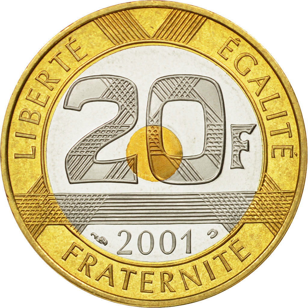 Monnaie, France, Mont Saint Michel, 20 Francs, 2001, FDC, Tri-Metallic