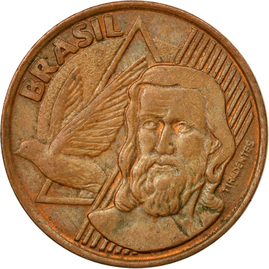 Moneda, Brasil, 5 Centavos, 2001, MBC, Cobre chapado en acero, KM:648