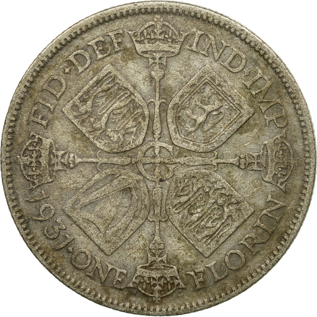 Moneda, Gran Bretaña, George V, Florin, Two Shillings, 1931, BC+, Plata, KM:834
