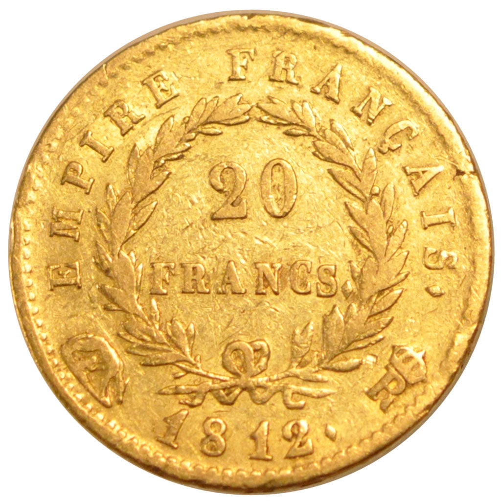 FRANCE, 20 Francs, 1812, Roma, EF(40-45), Gold, Gadoury #1025, 6.40