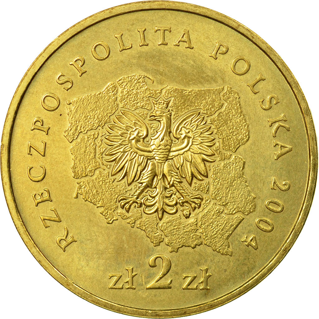 Coin, Poland, 2 Zlote, 2004, Warsaw, AU(55-58), Brass, KM:484