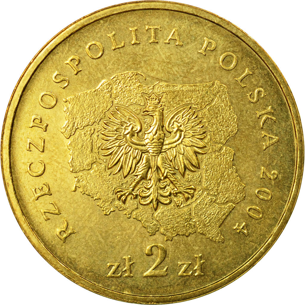 Coin, Poland, 2 Zlote, 2004, Warsaw, AU(55-58), Brass, KM:488