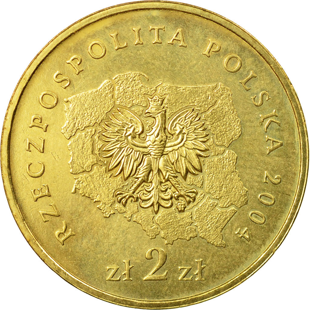 Coin, Poland, 2 Zlote, 2004, Warsaw, AU(55-58), Brass, KM:490