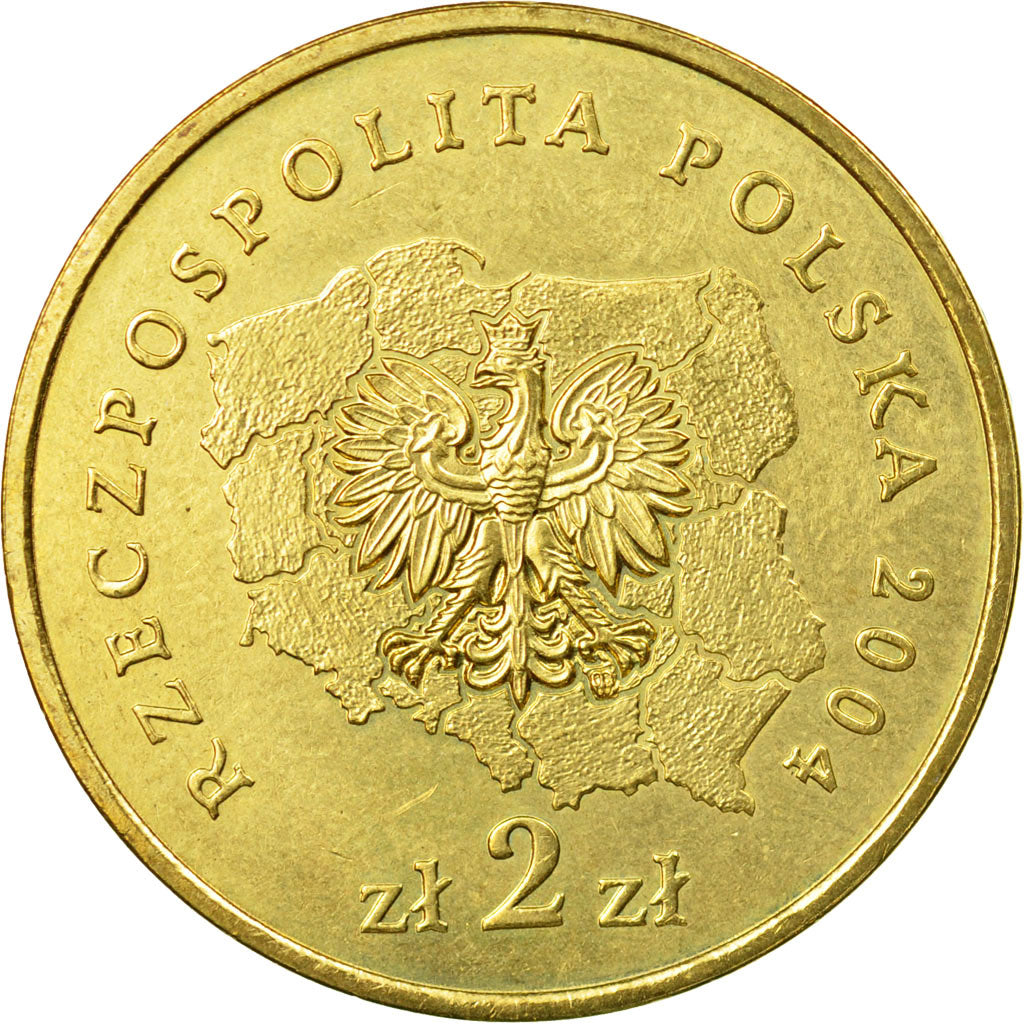 Coin, Poland, 2 Zlote, 2004, Warsaw, AU(55-58), Brass, KM:491