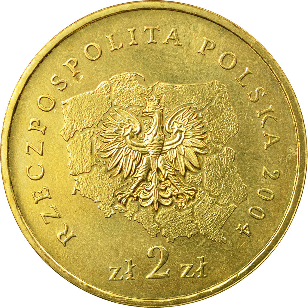 Coin, Poland, 2 Zlote, 2004, Warsaw, AU(55-58), Brass, KM:492