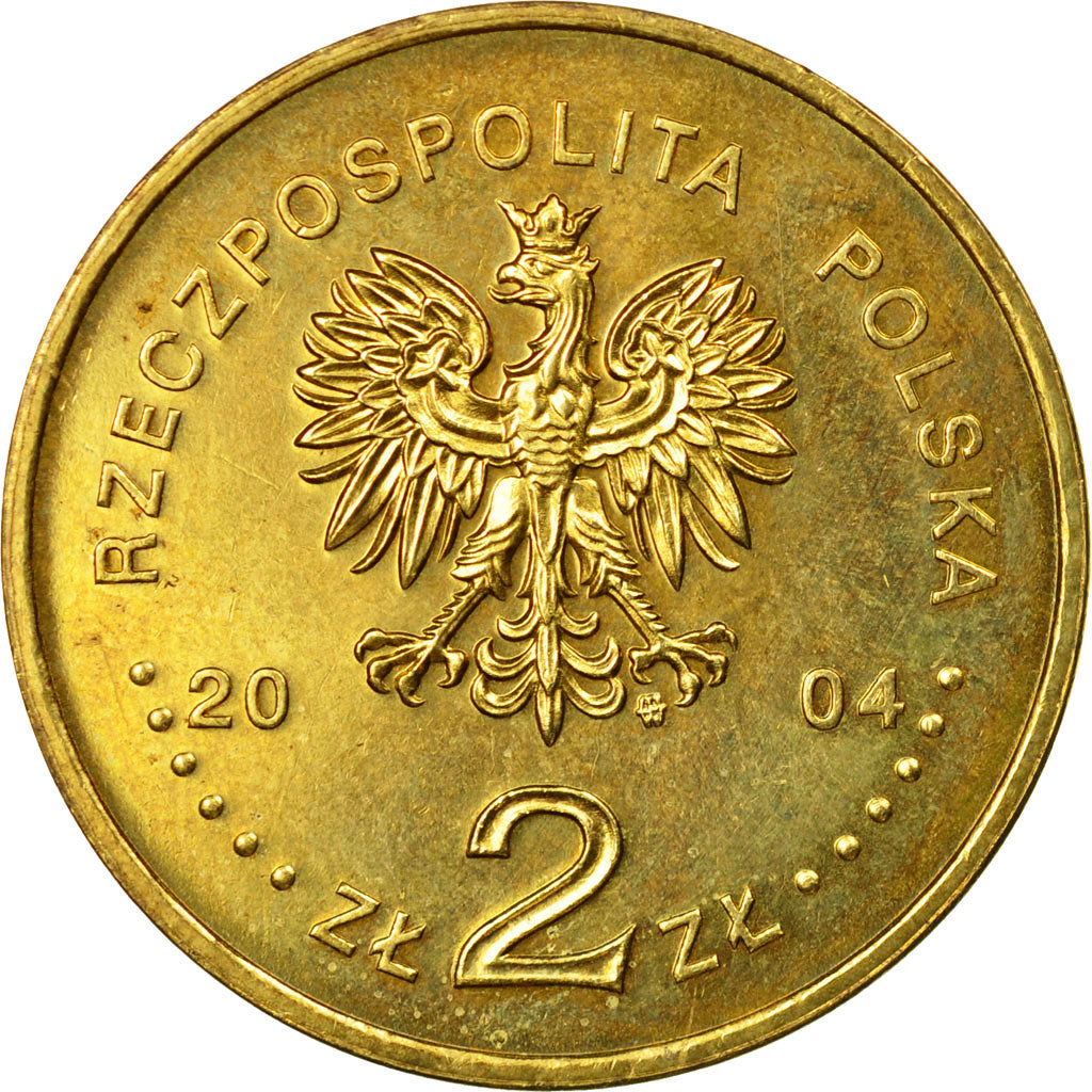 Coin, Poland, 2 Zlote, 2004, Warsaw, AU(55-58), Brass, KM:479