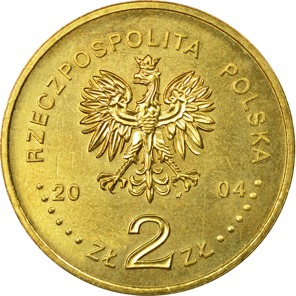 Coin, Poland, 2 Zlote, 2004, Warsaw, AU(55-58), Brass, KM:501