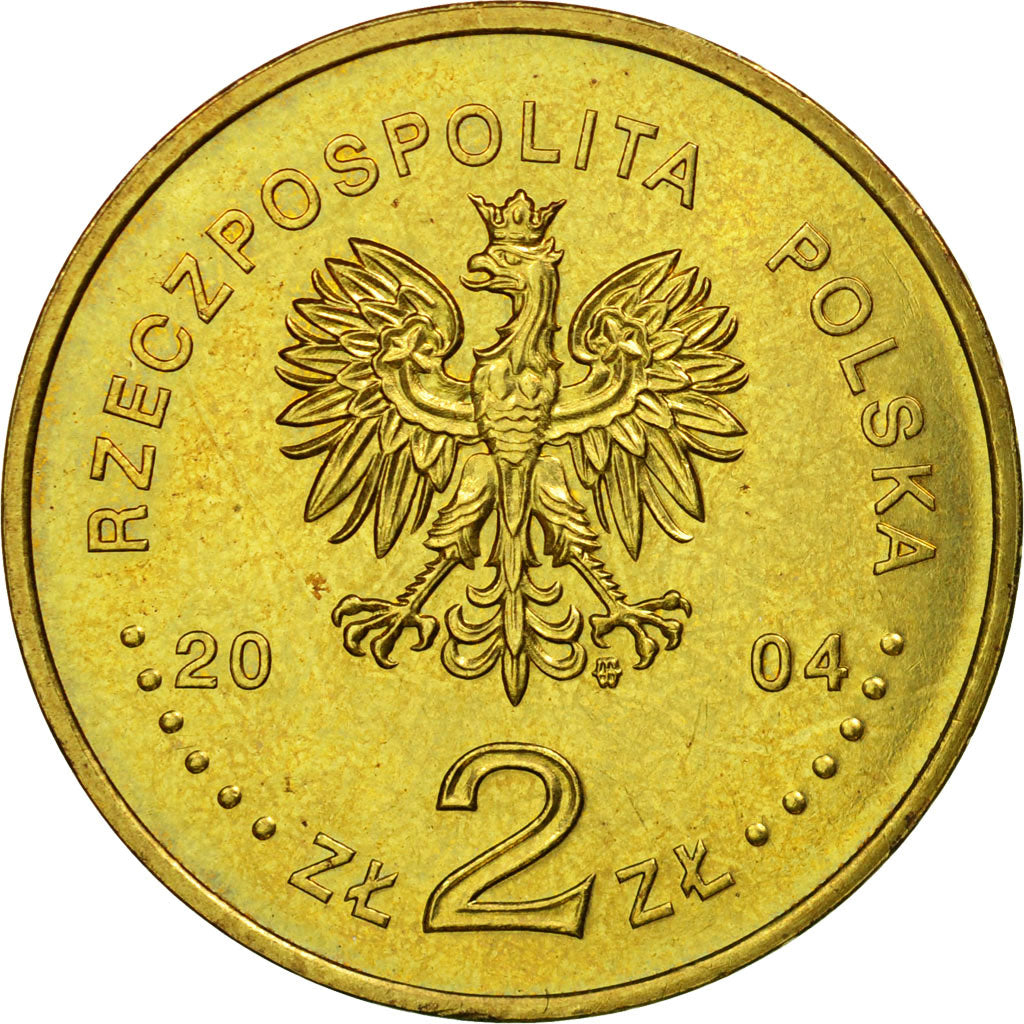 Coin, Poland, 2 Zlote, 2004, Warsaw, AU(55-58), Brass, KM:507
