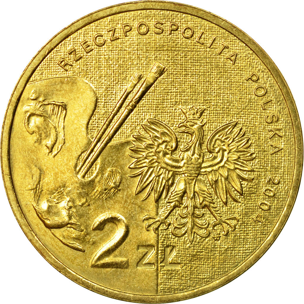 Coin, Poland, 2 Zlote, 2004, Warsaw, AU(55-58), Brass, KM:512