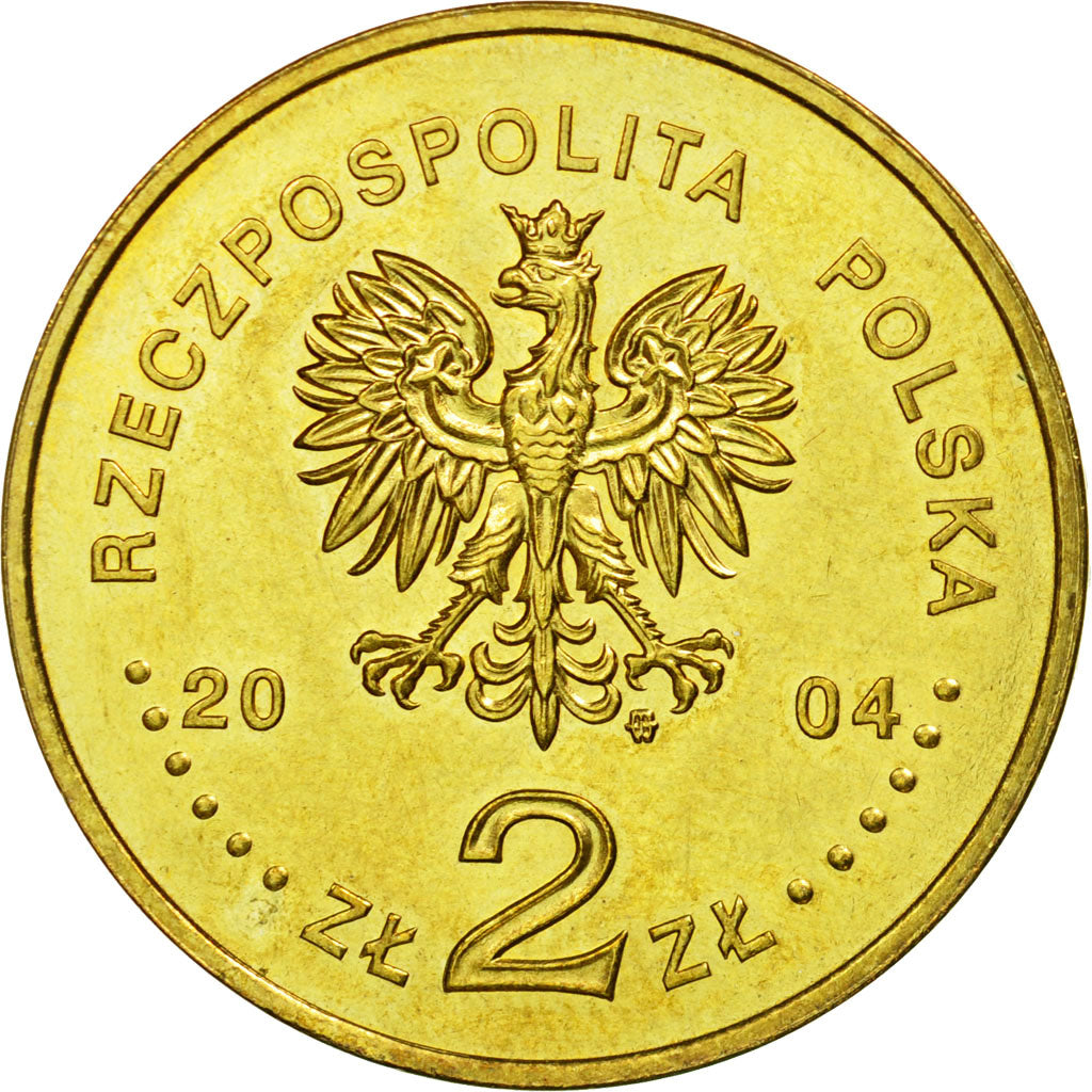 Coin, Poland, 2 Zlote, 2004, Warsaw, AU(55-58), Brass, KM:503