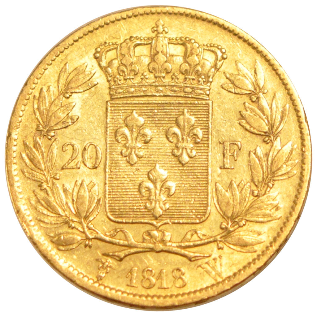 FRANCE, Louis XVIII, 20 Francs, 1818, Lille, KM #712.9, AU(50-53), Gold,...