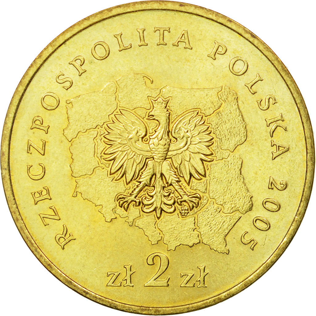 Coin, Poland, 2 Zlote, 2005, AU(55-58), Brass, KM:563