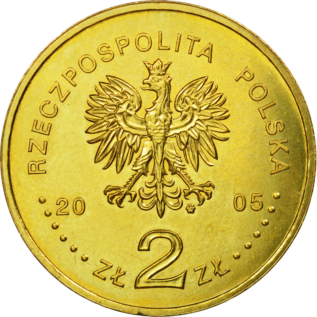Coin, Poland, 2 Zlote, 2005, Warsaw, AU(55-58), Brass, KM:608