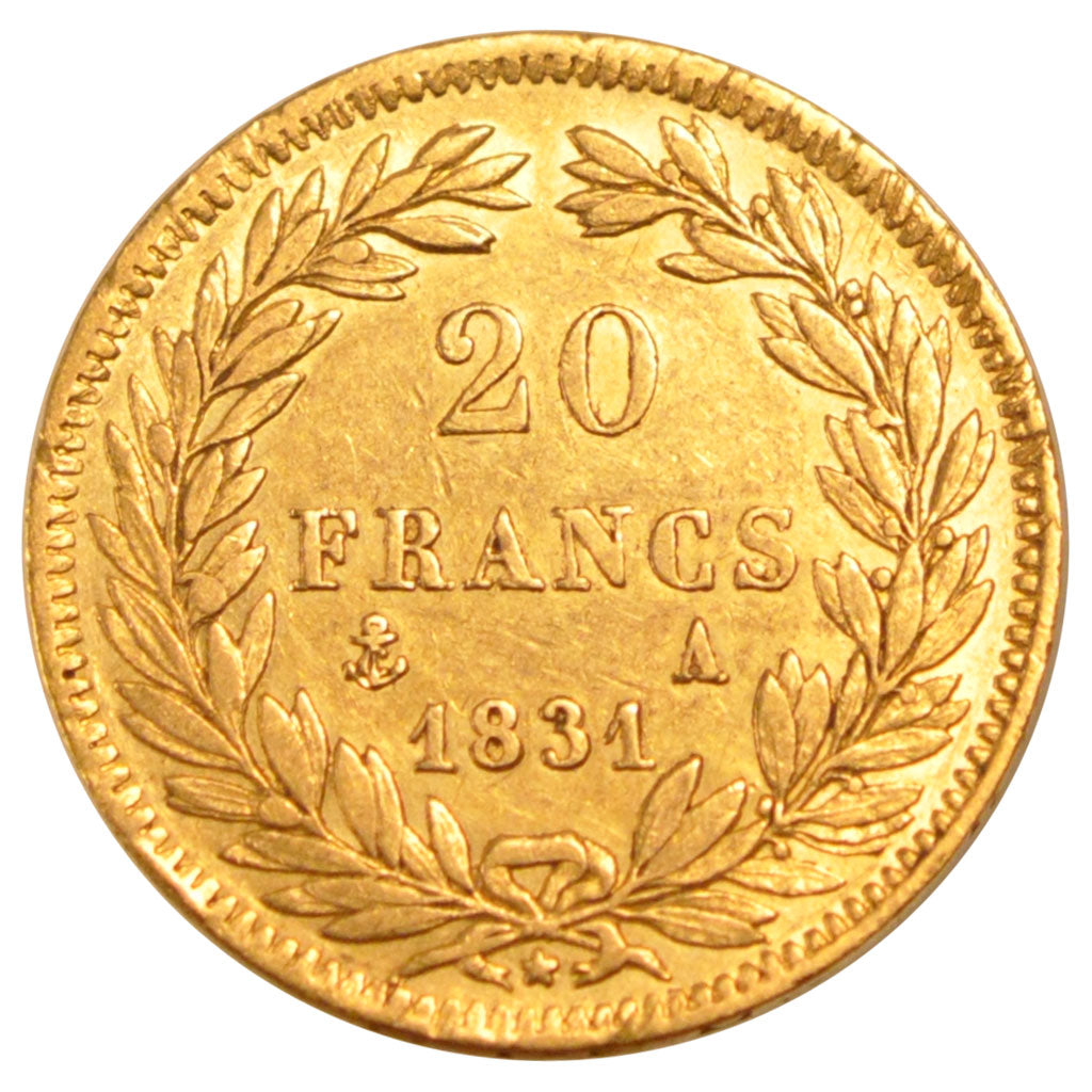 FRANCE, Louis-Philippe, 20 Francs, 1831, Paris, KM #739.1, AU(50-53), Gold,...