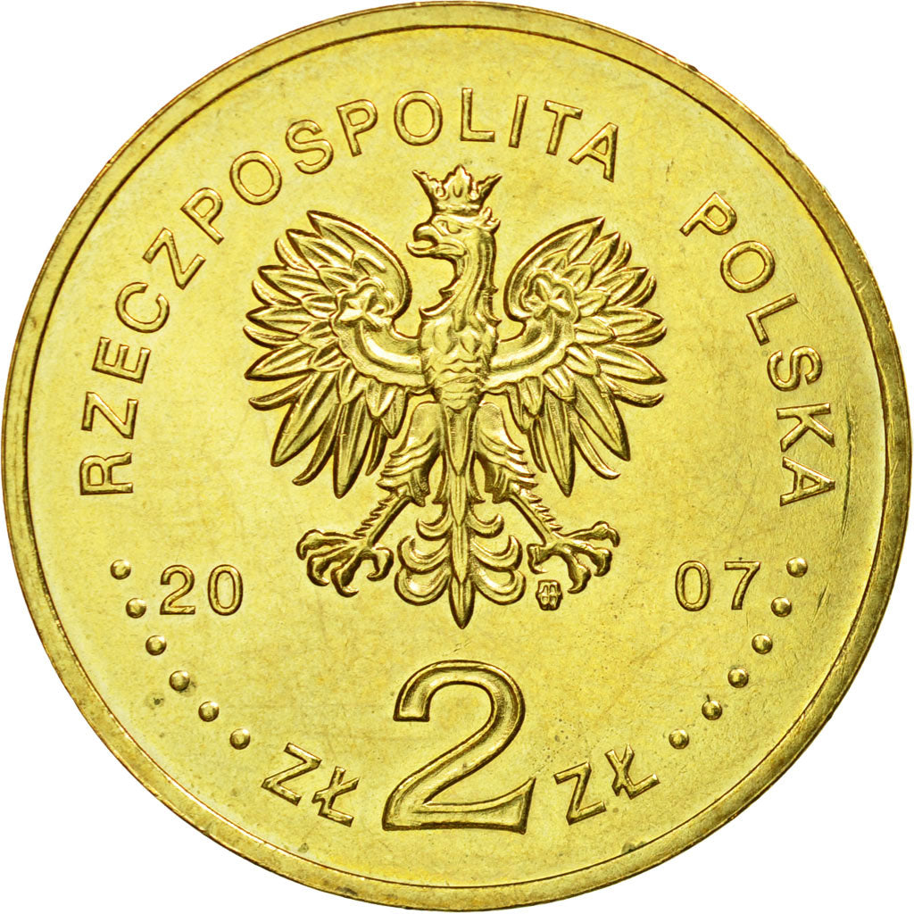 Coin, Poland, 2 Zlote, 2007, Warsaw, AU(55-58), Brass, KM:586