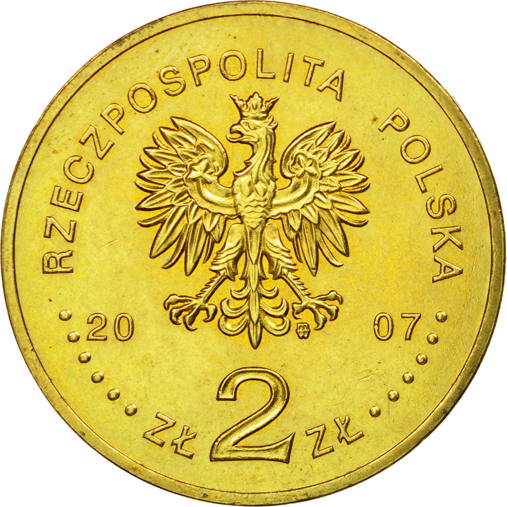 Coin, Poland, 2 Zlote, 2007, Warsaw, AU(55-58), Brass, KM:611