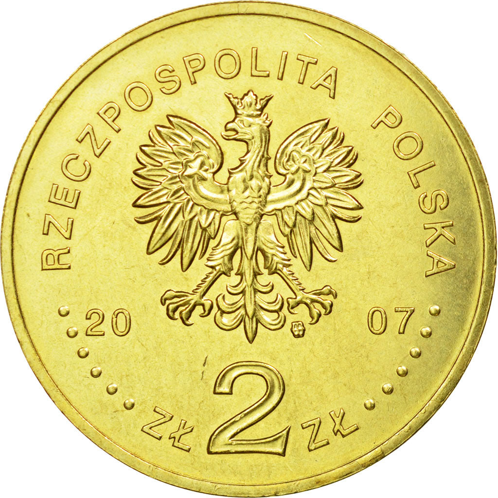 Münze, Polen, 2 Zlote, 2007, Warsaw, VZ, Messing, KM:612