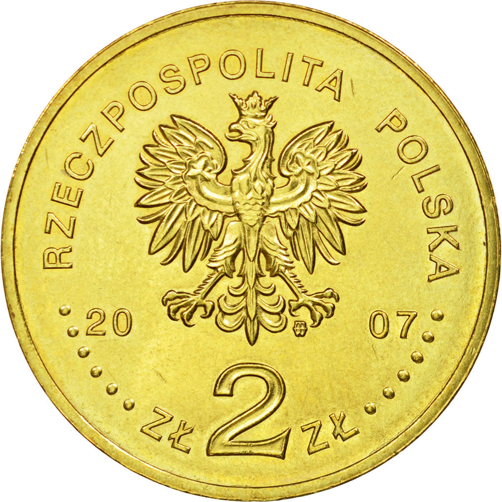 Moneda, Polonia, 2 Zlote, 2007, Warsaw, EBC, Latón, KM:591