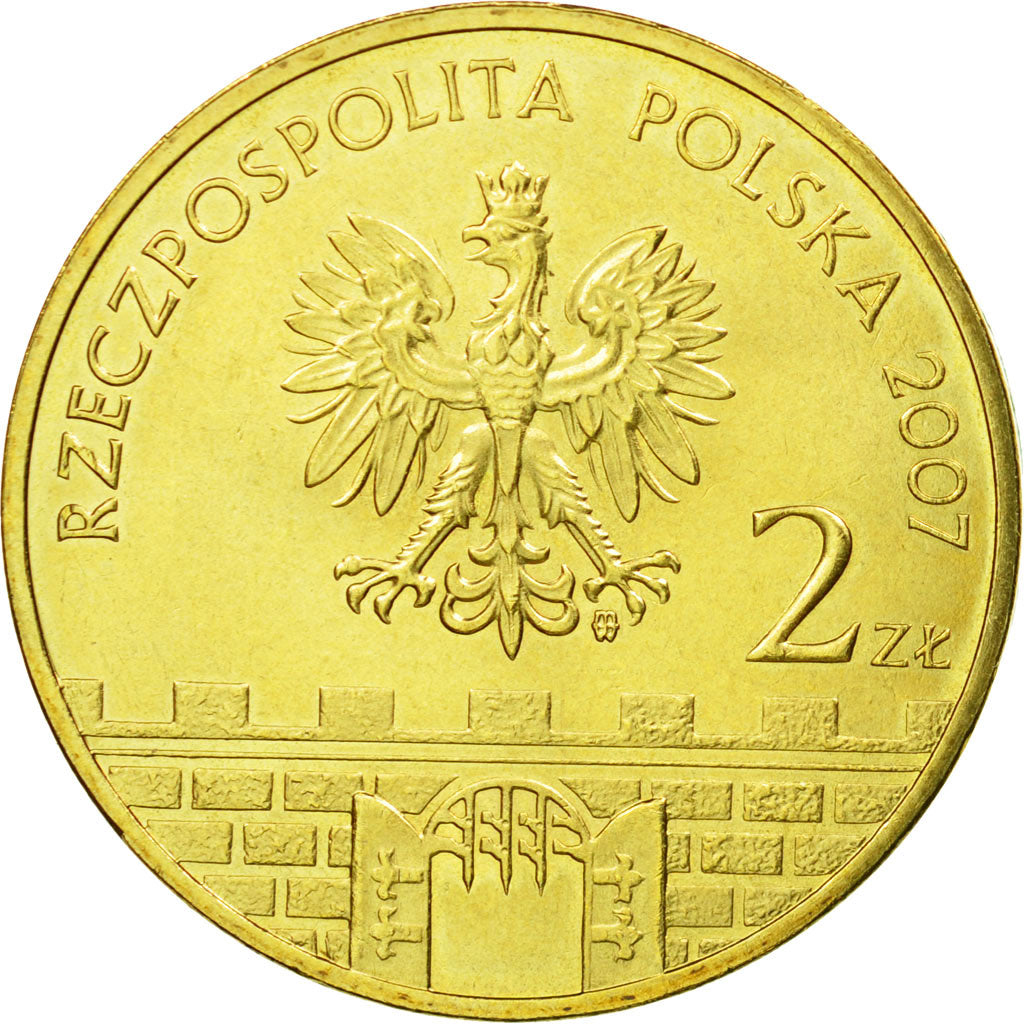Coin, Poland, 2 Zlote, 2007, Warsaw, AU(50-53), Brass, KM:624