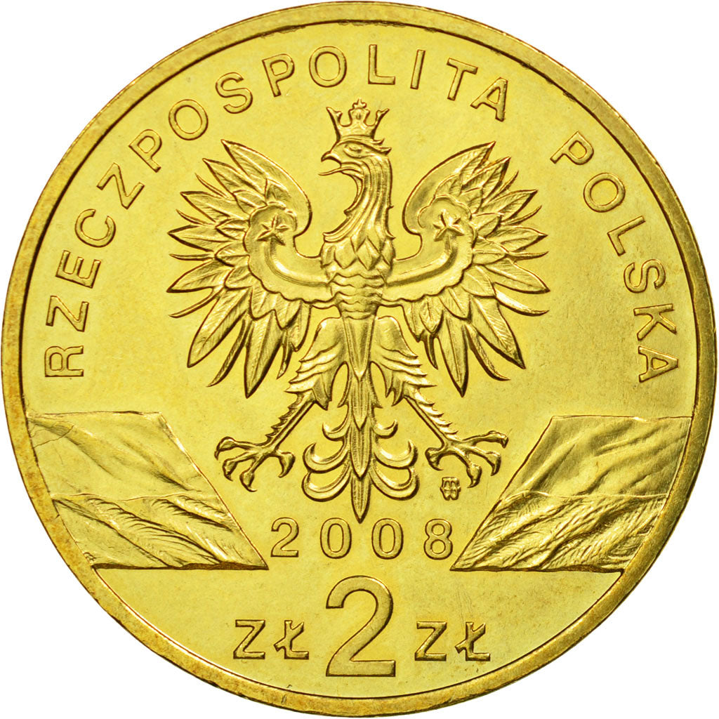 Coin, Poland, 2 Zlote, 2008, Warsaw, AU(55-58), Brass, KM:627