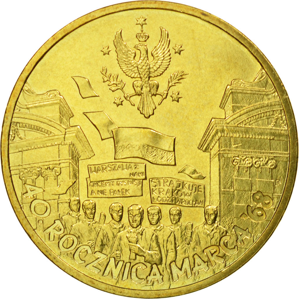 Coin, Poland, 2 Zlote, 2008, Warsaw, AU(55-58), Brass, KM:629