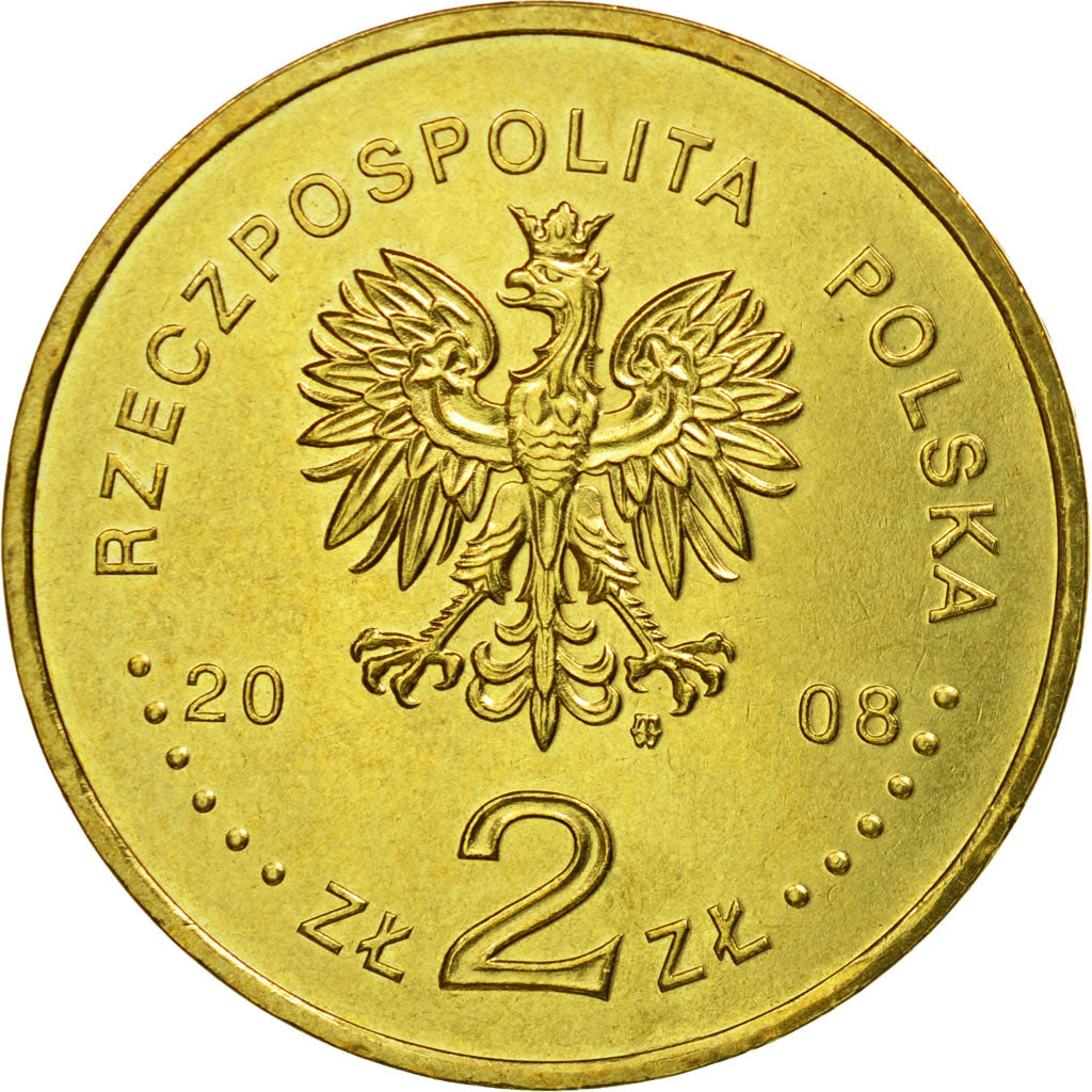 Coin, Poland, 2 Zlote, 2008, Warsaw, AU(55-58), Brass, KM:629