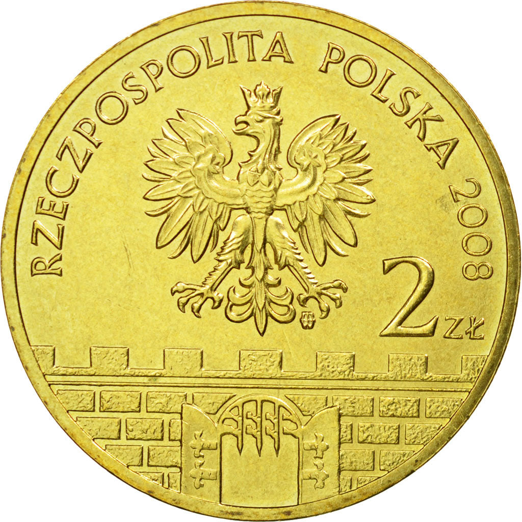 Coin, Poland, 2 Zlote, 2008, Warsaw, AU(55-58), Brass, KM:630