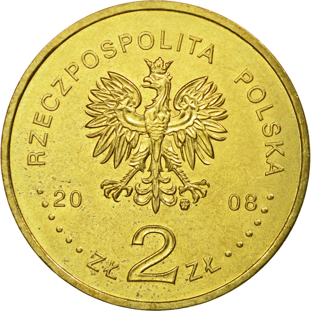 Coin, Poland, 2 Zlote, 2008, Warsaw, AU(55-58), Brass, KM:644