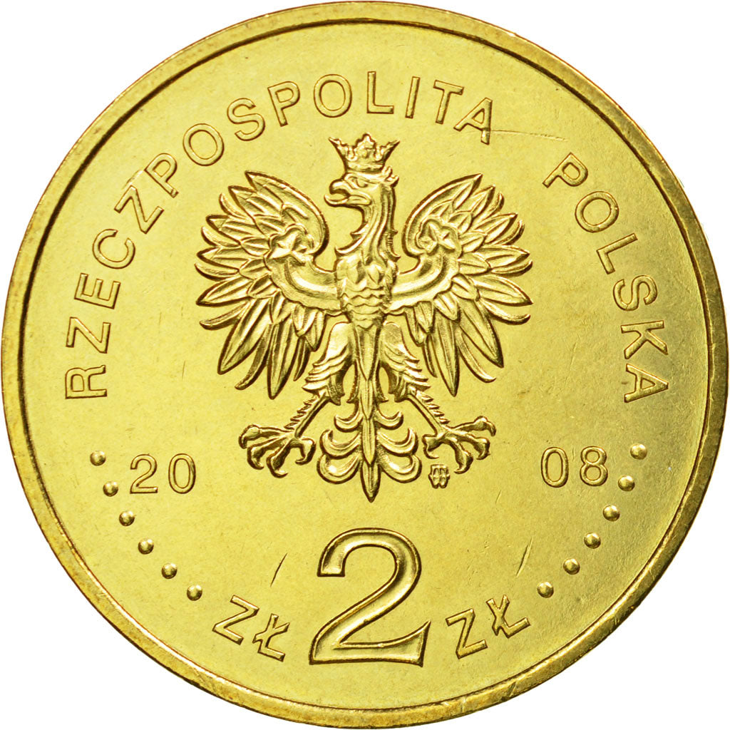Moneta, Polska, 2 Zlote, 2008, AU(55-58), Mosiądz, KM:656