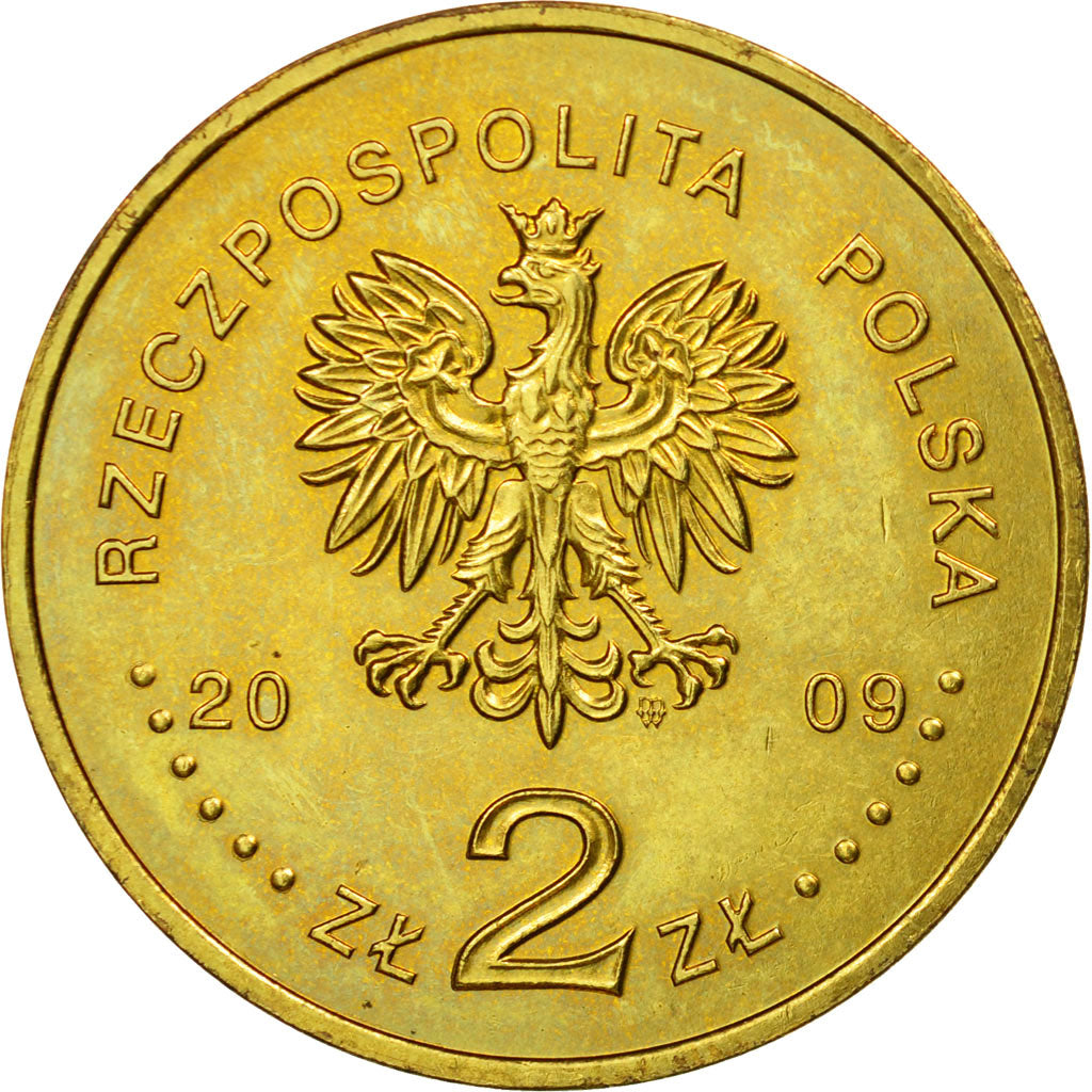 Coin, Poland, 2 Zlote, 2009, Warsaw, AU(55-58), Brass, KM:670