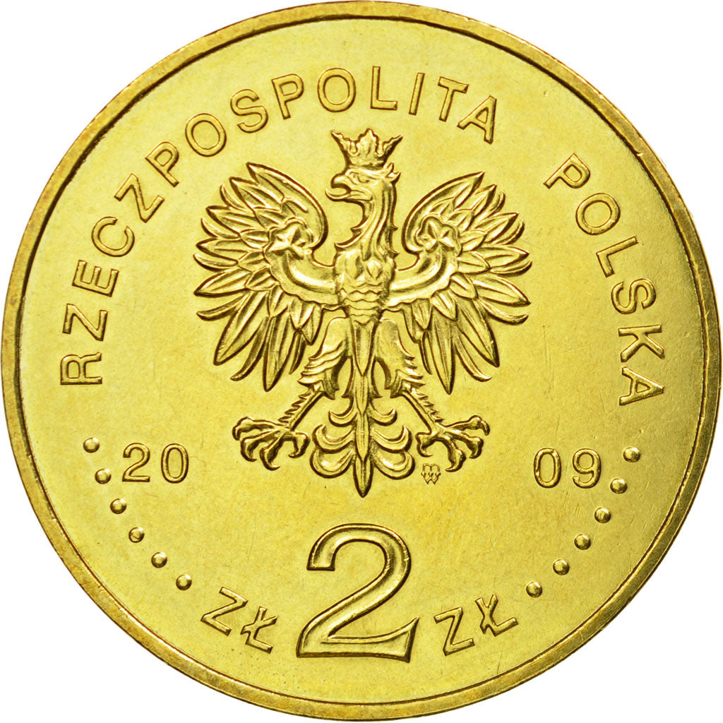 Coin, Poland, 2 Zlote, 2009, Warsaw, AU(55-58), Brass, KM:675