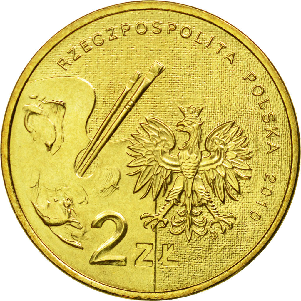 Coin, Poland, 2 Zlote, 2010, Warsaw, AU(55-58), Brass, KM:746