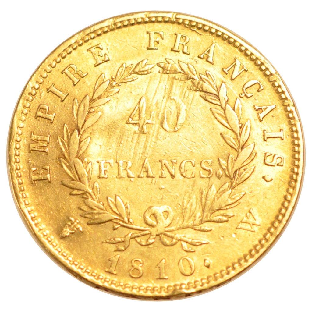 FRANCE, Napoléon I, 40 Francs, 1810, Lille, KM #696.6, EF(40-45), Gold, Gadoury 