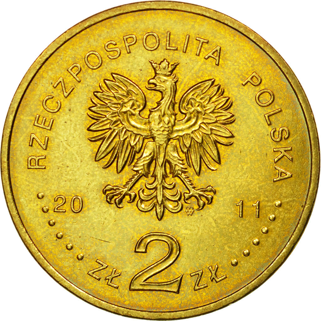 Coin, Poland, 2 Zlote, 2011, Warsaw, AU(55-58), Brass, KM:780