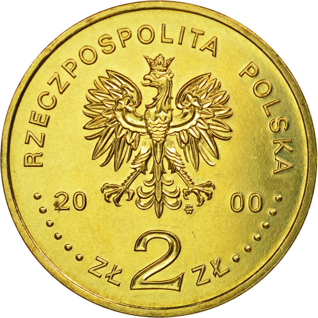 Moneta, Polonia, 2 Zlote, 2000, Warsaw, SPL-, Ottone, KM:377