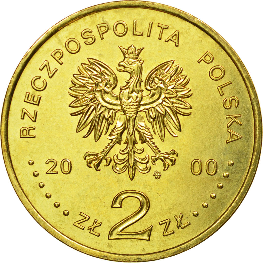 Moneta, Polonia, 2 Zlote, 2000, Warsaw, SPL-, Ottone, KM:389