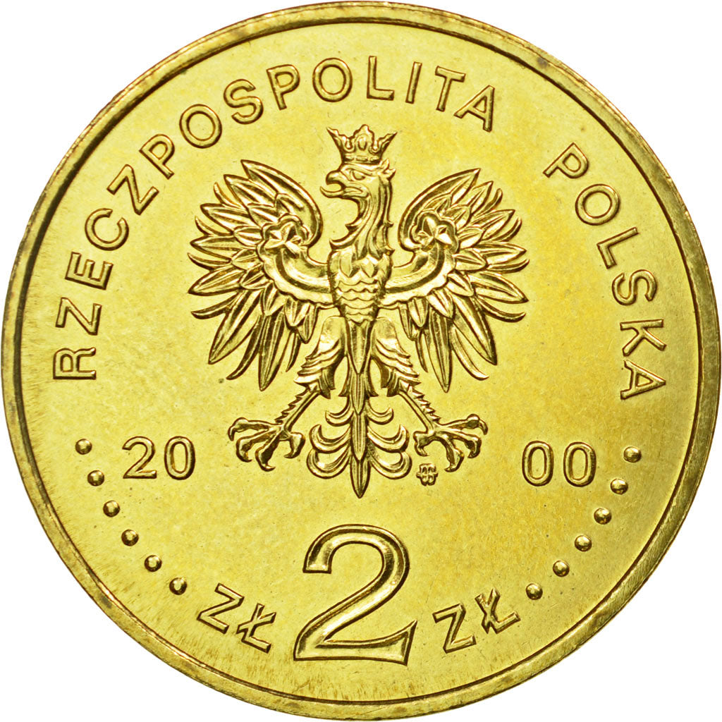 Coin, Poland, 2 Zlote, 2000, Warsaw, AU(55-58), Brass, KM:398