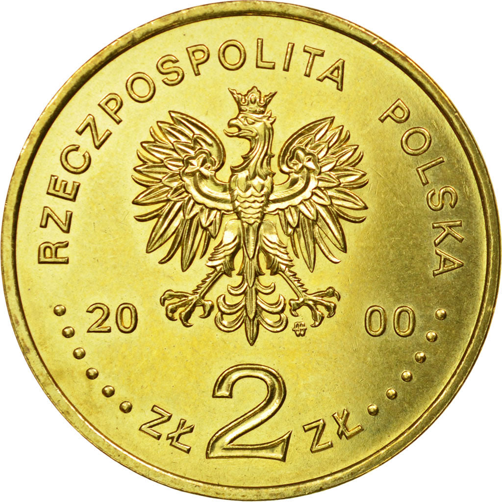 Moneta, Polonia, 2 Zlote, 2000, Warsaw, SPL-, Ottone, KM:404
