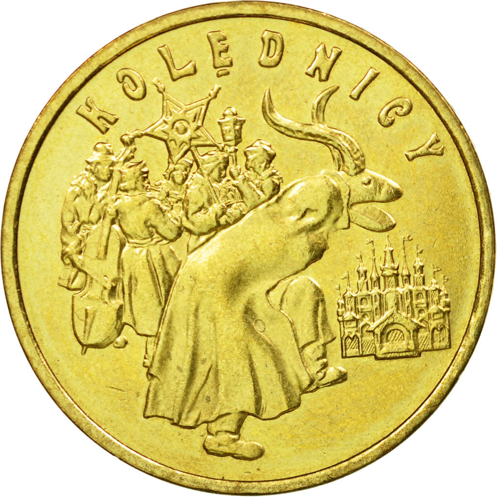 Coin, Poland, 2 Zlote, 2001, Warsaw, AU(55-58), Brass, KM:422