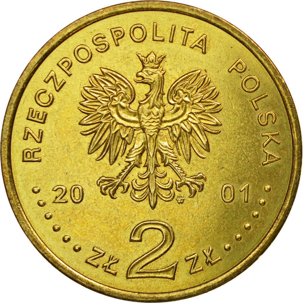 Coin, Poland, 2 Zlote, 2001, Warsaw, AU(55-58), Brass, KM:422