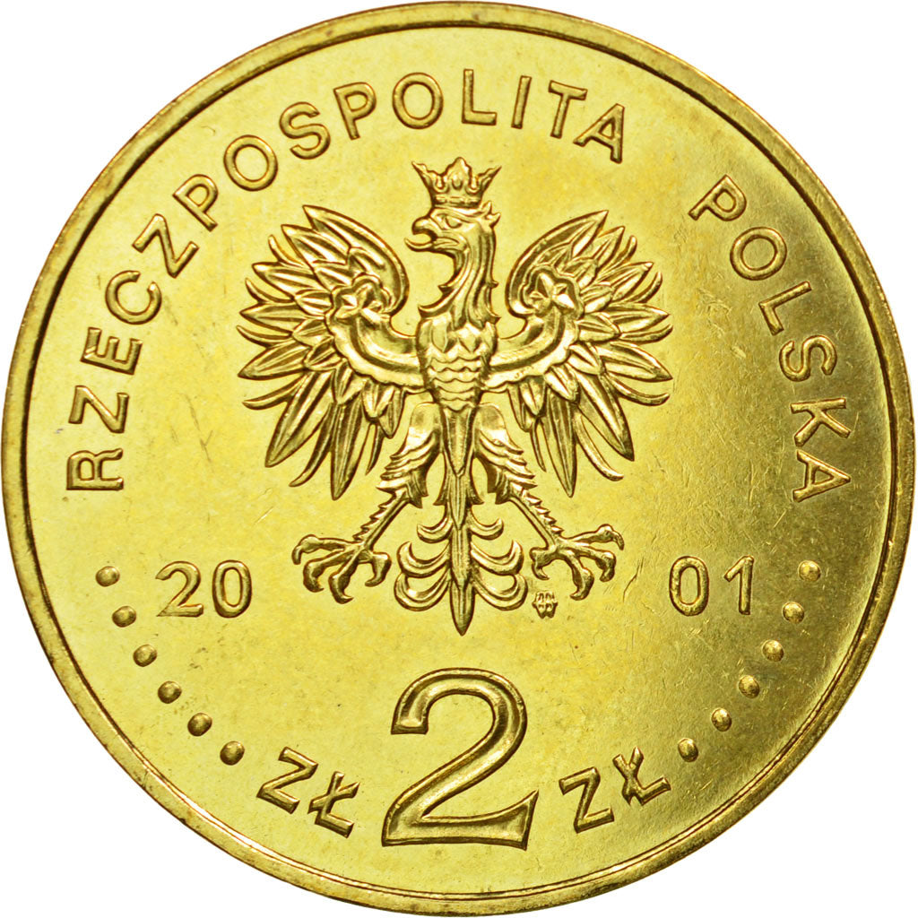 Coin, Poland, 2 Zlote, 2001, Warsaw, AU(55-58), Brass, KM:410