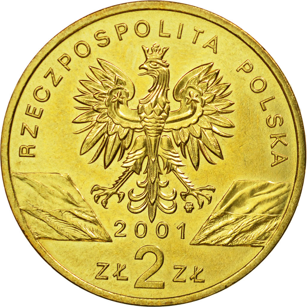 Coin, Poland, 2 Zlote, 2001, Warsaw, AU(55-58), Brass, KM:414