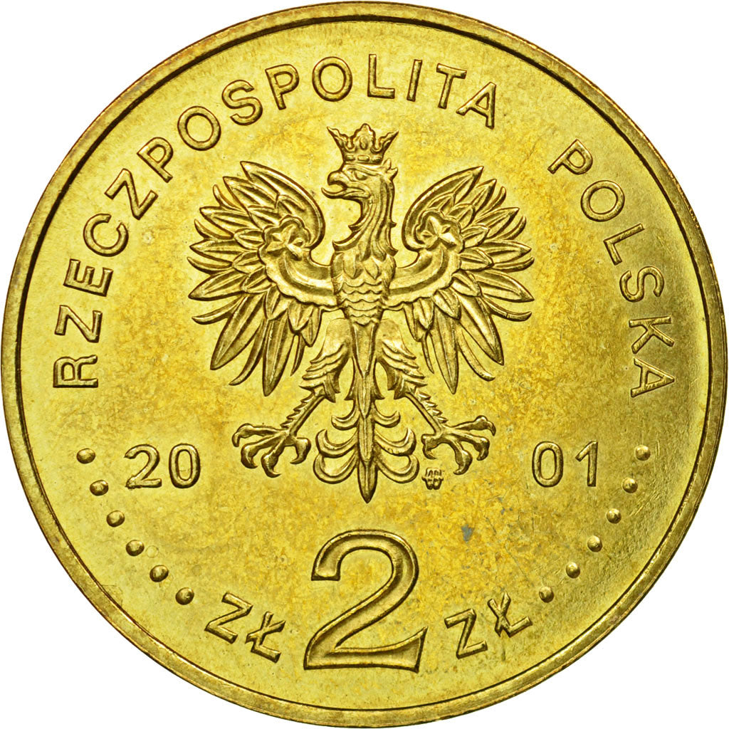 Coin, Poland, 2 Zlote, 2001, Warsaw, AU(55-58), Brass, KM:423