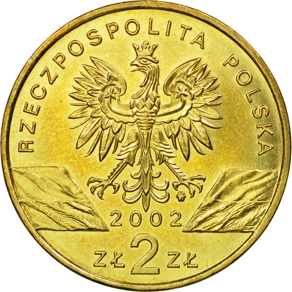 Coin, Poland, 2 Zlote, 2002, Warsaw, AU(55-58), Brass, KM:427